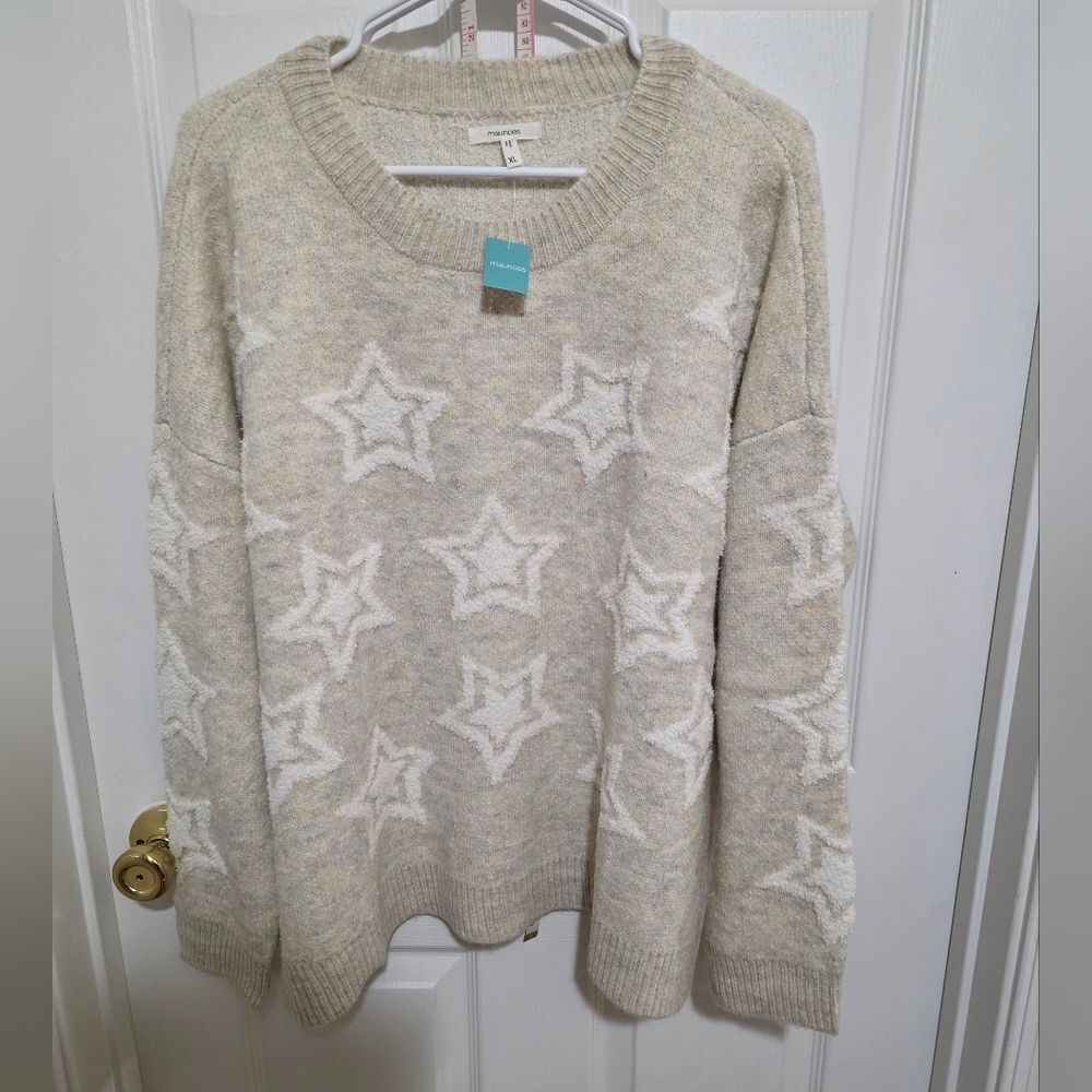 Maurices Cream Star Pattern Sweater NWTS Size XL